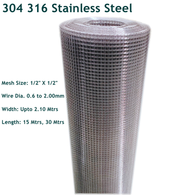 Thép không gỉ 304 316 Lưới thép hàn lớp 12x12mm Lưới lỗ 1/2 